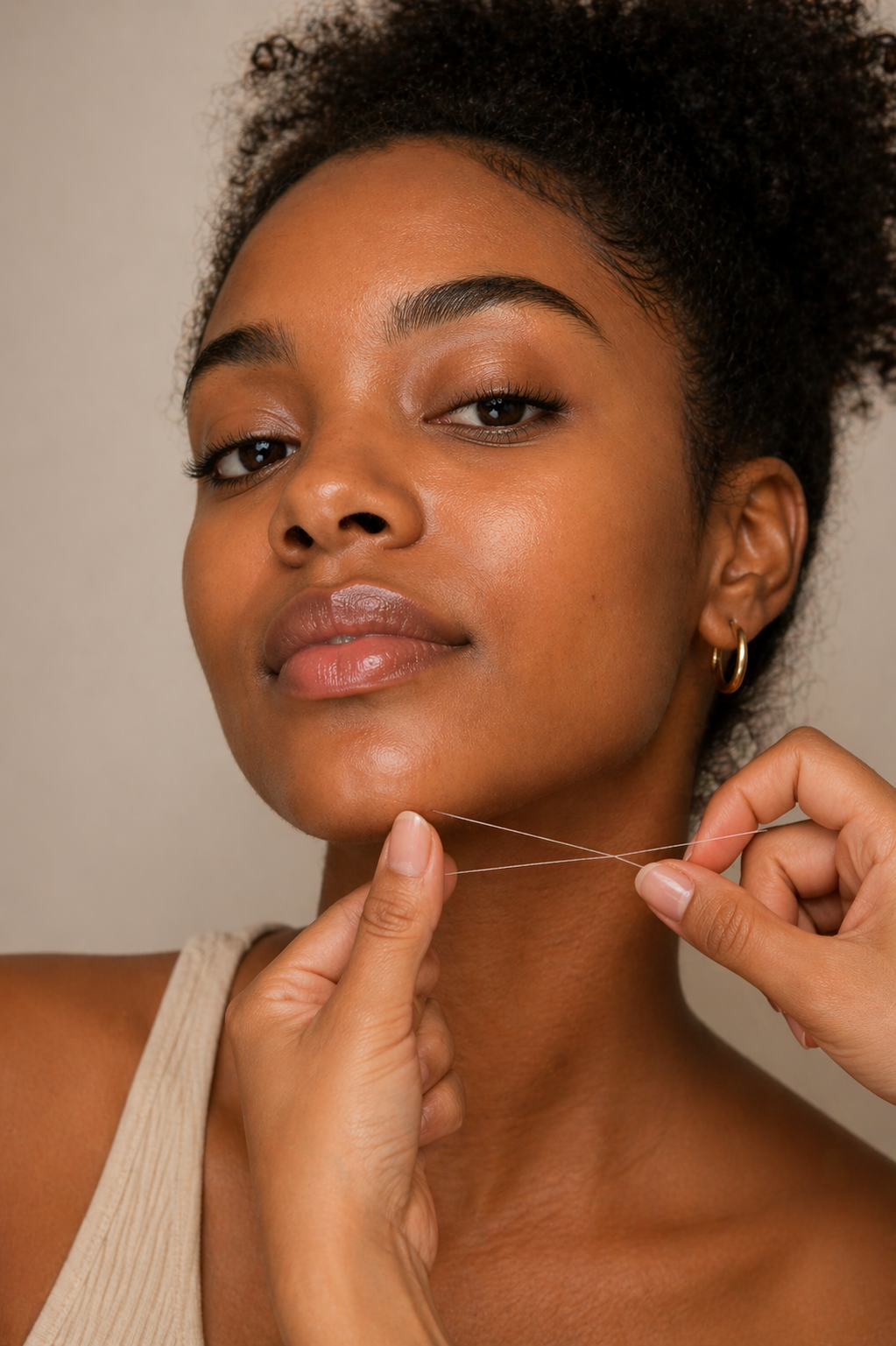 Haarentfernung Kinn mit Fadentechnik